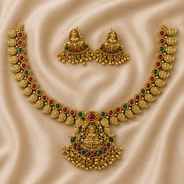 Lakshmi Antique Coin Temple Necklace Set
