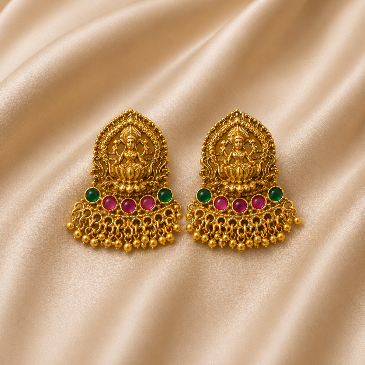 Lakshmi Coin Ruby Antique Necklace Set