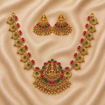 Lakshmi Ruby Emerald Antique Necklace Set