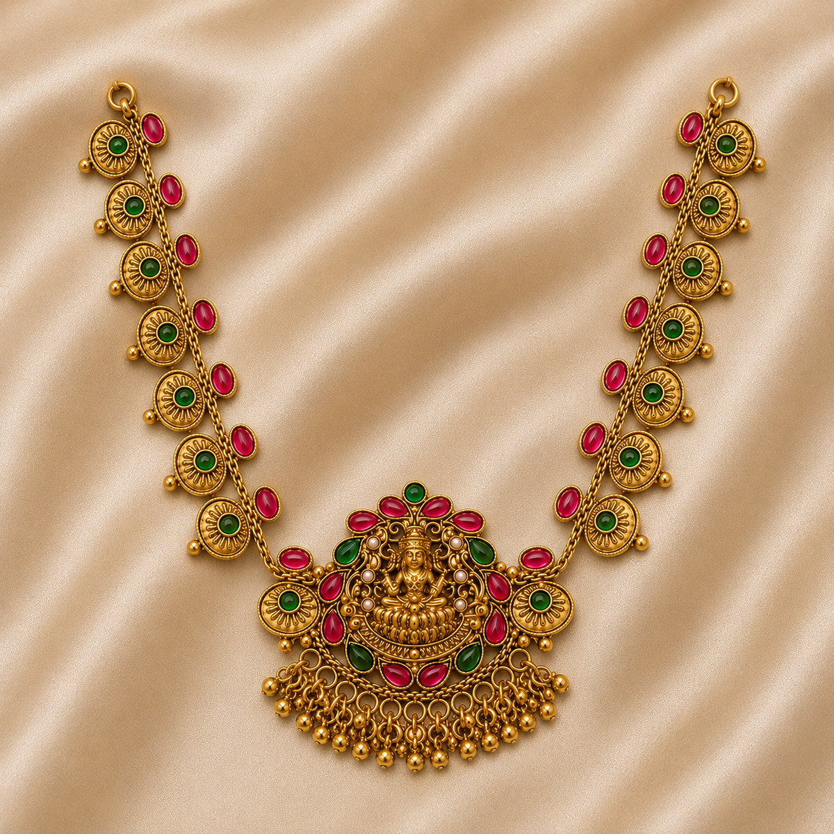 Lakshmi Ruby Emerald Antique Necklace Set