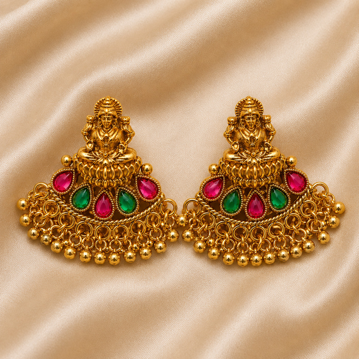 Lakshmi Ruby Emerald Antique Necklace Set