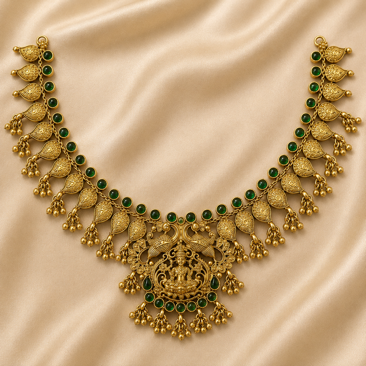 Lakshmi Emerald Antique Necklace Set