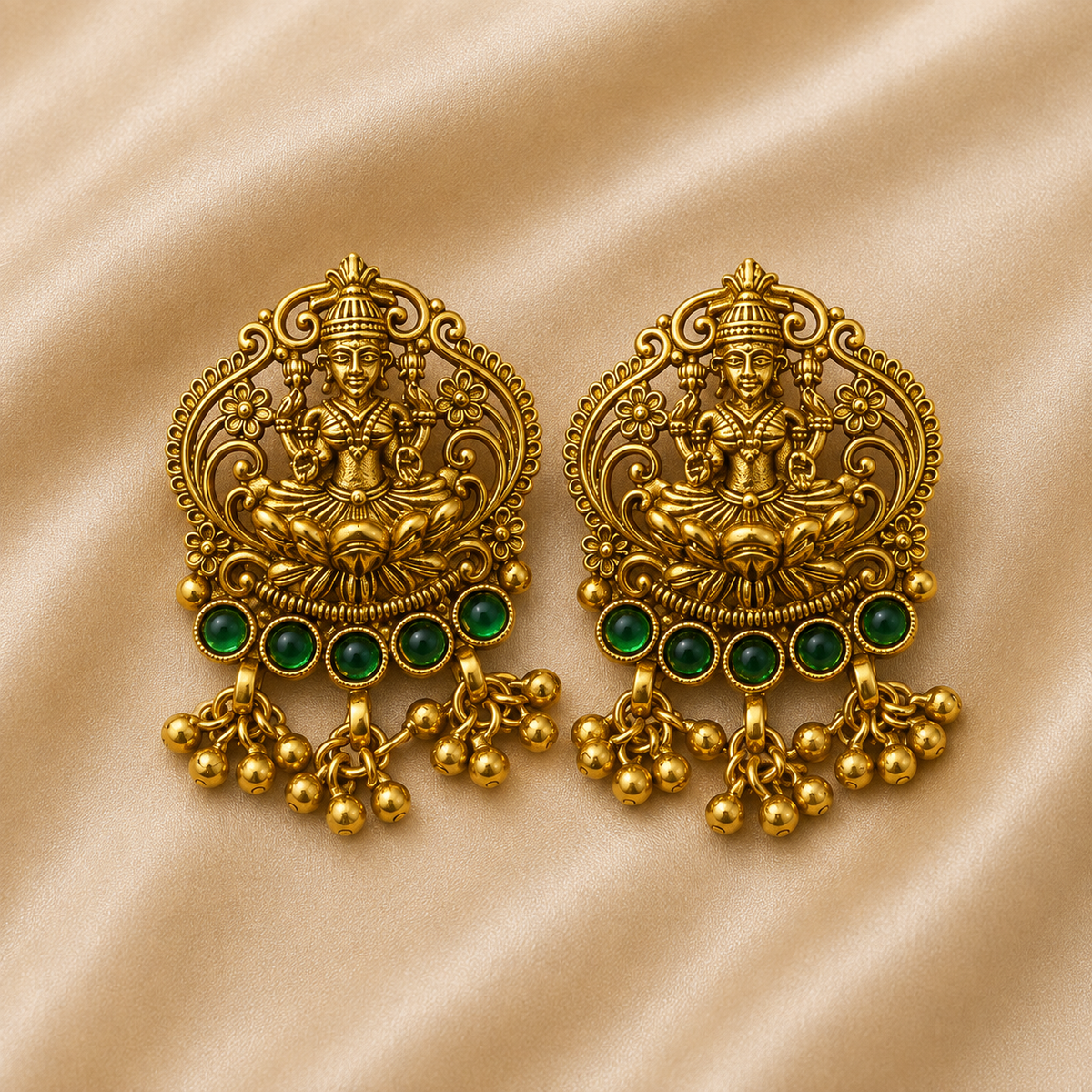 Lakshmi Emerald Antique Necklace Set