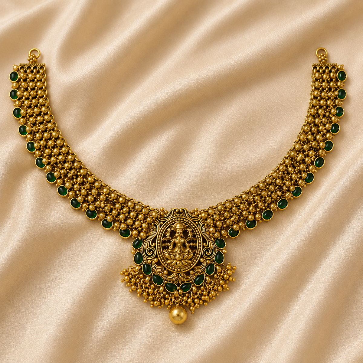 Lakshmi Emerald Antique Necklace Set