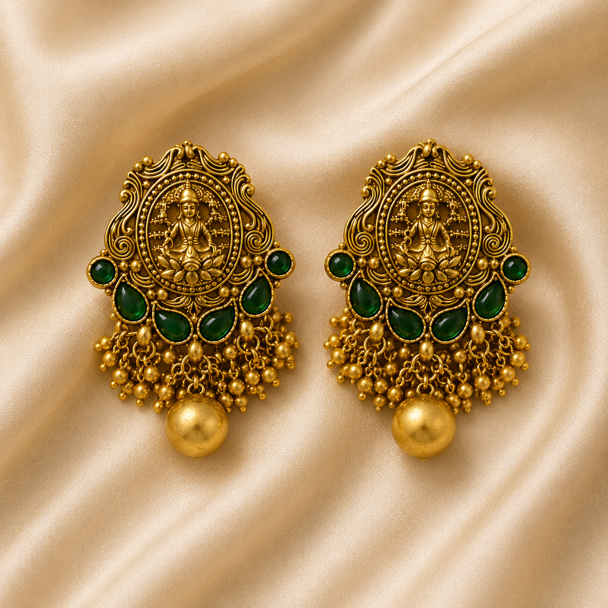 Lakshmi Emerald Antique Necklace Set