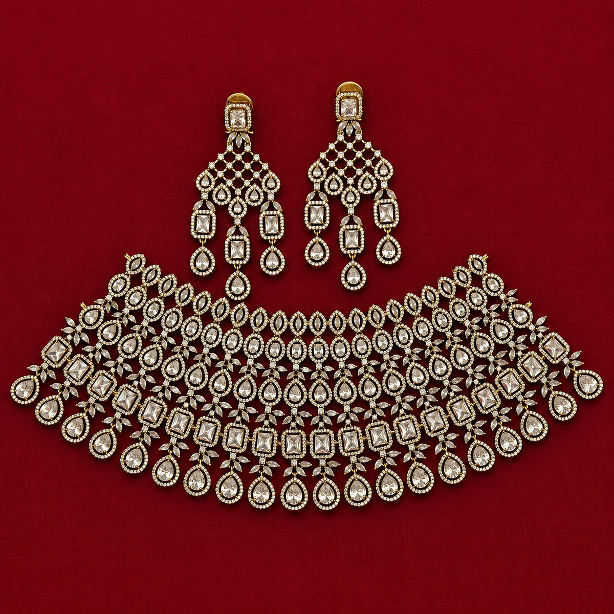 Royal CZ Bridal Choker Necklace Set