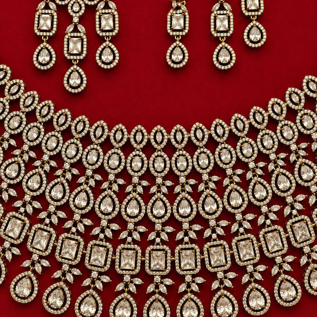 Royal CZ Bridal Choker Necklace Set