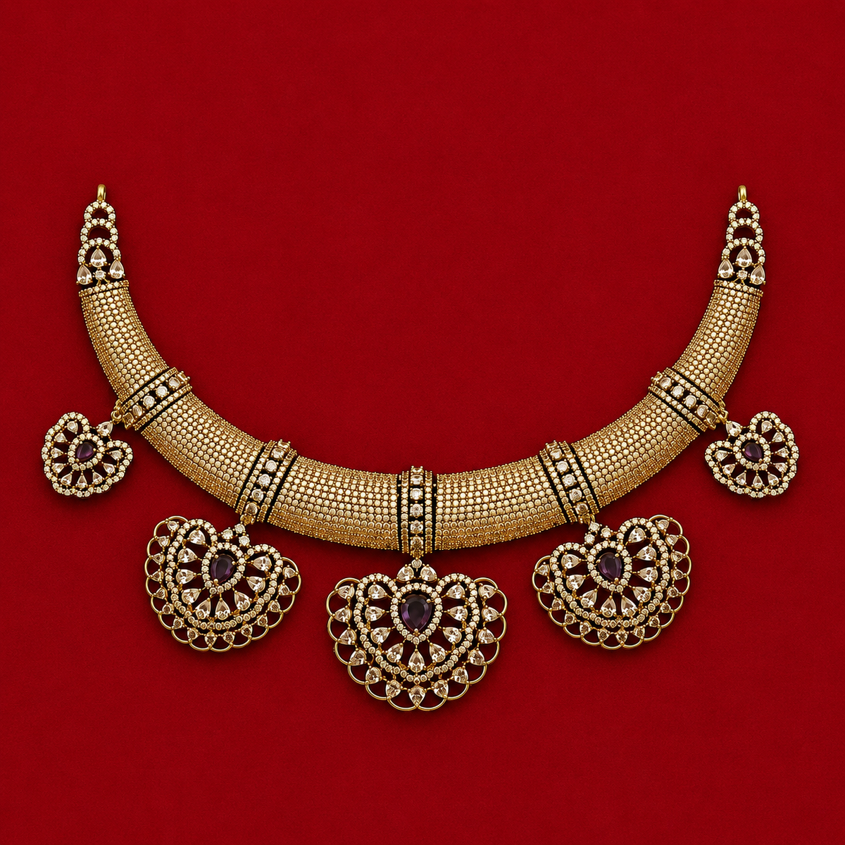 Royal Purple CZ Choker Necklace Set
