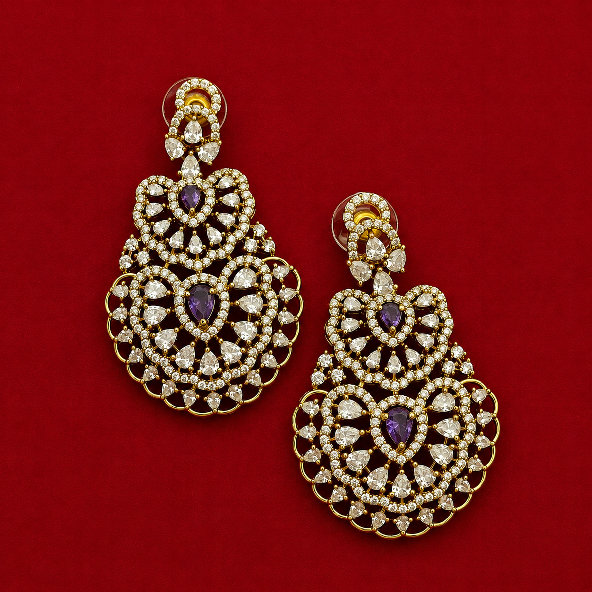 Royal Purple CZ Choker Necklace Set