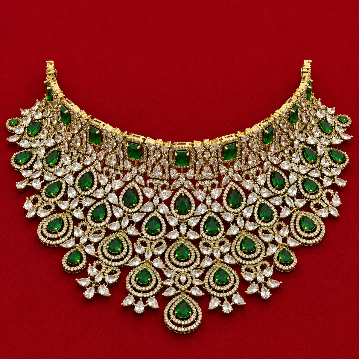 Grandeur Premium Emerald CZ Choker Set