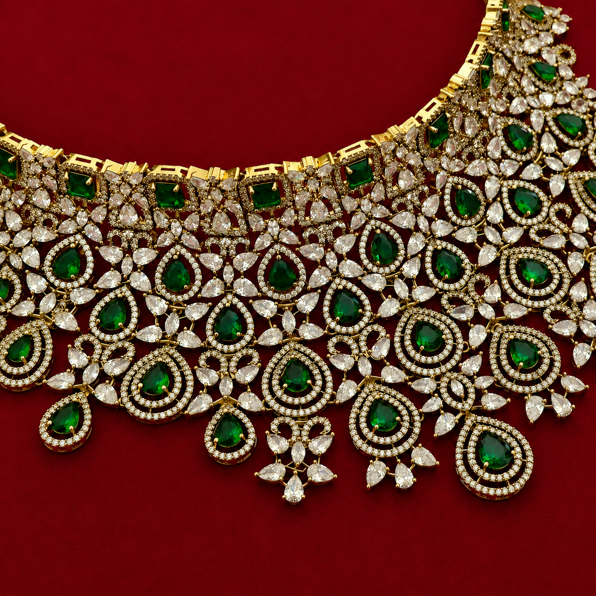 Grandeur Premium Emerald CZ Choker Set