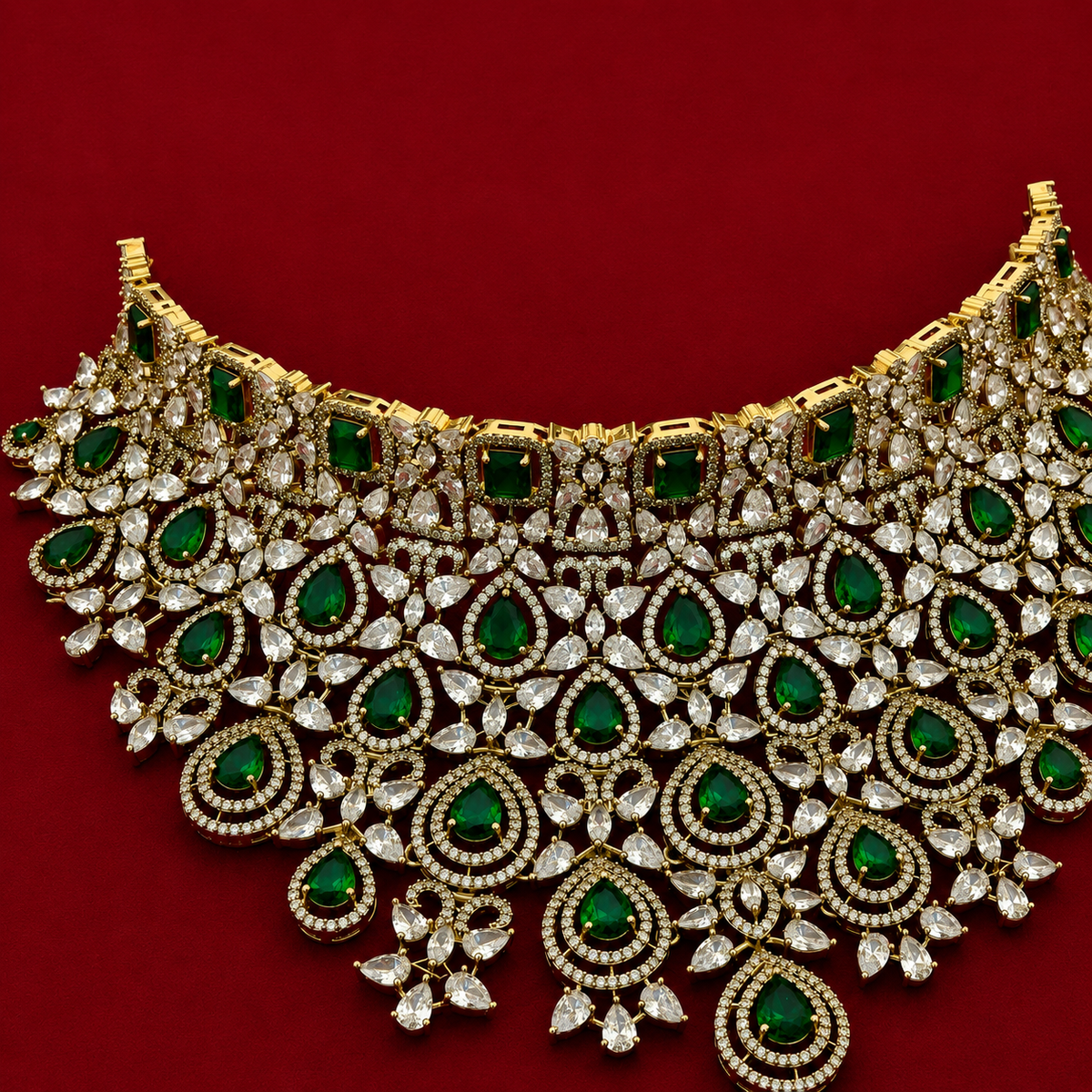 Grandeur Premium Emerald CZ Choker Set