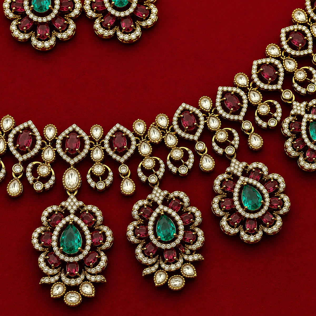 Victorian Floral CZ Necklace Set