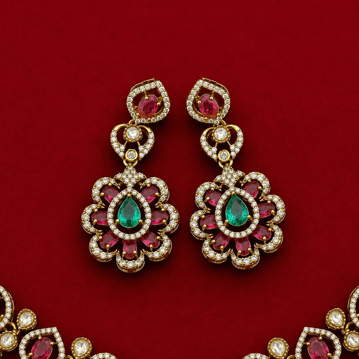 Victorian Floral CZ Necklace Set