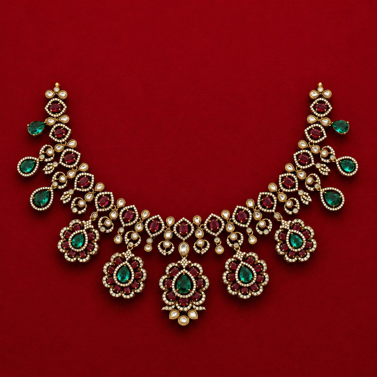 Victorian Floral CZ Necklace Set