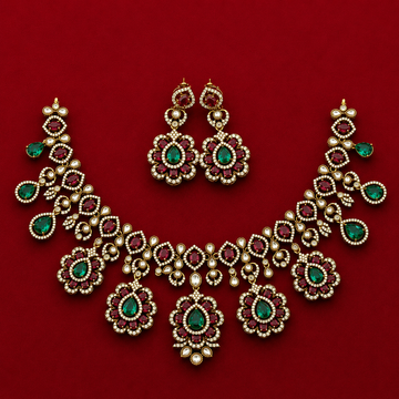 Victorian Floral CZ Necklace Set