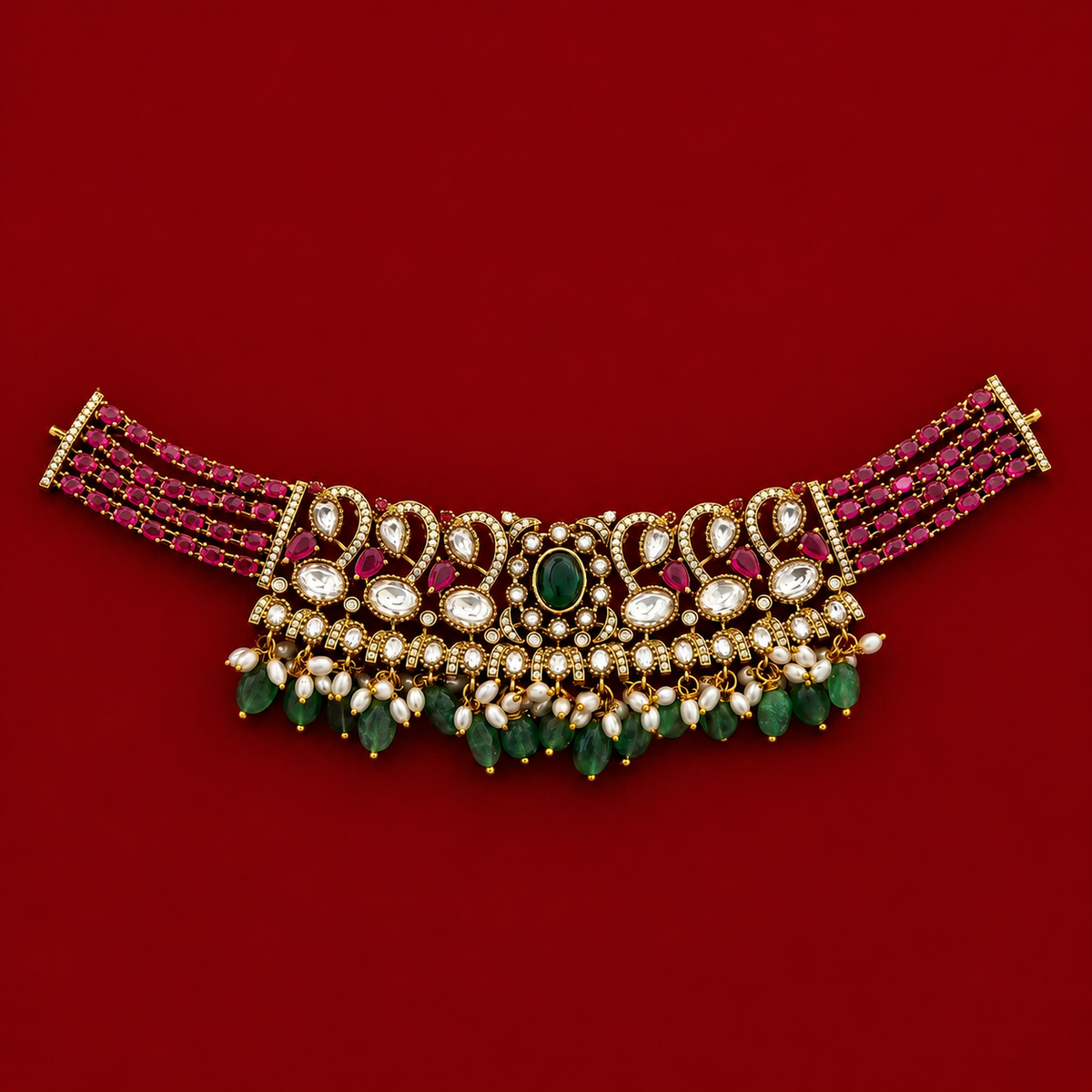 Royal Ruby Emerald Necklace set
