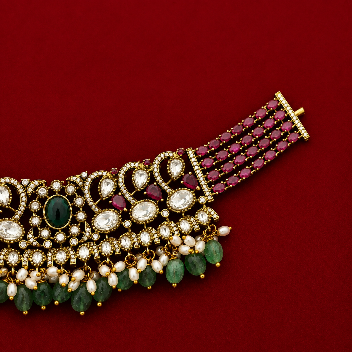 Royal Ruby Emerald Necklace set