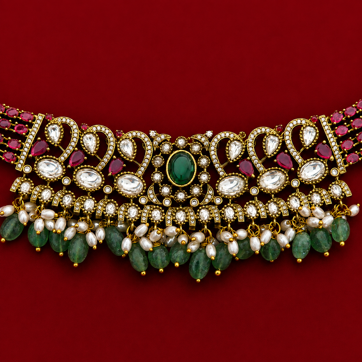 Royal Ruby Emerald Necklace set