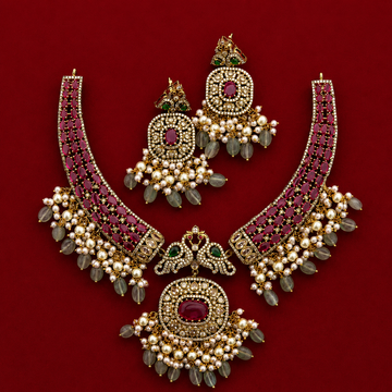 Peacock Ruby Kundan Choker Necklace Set