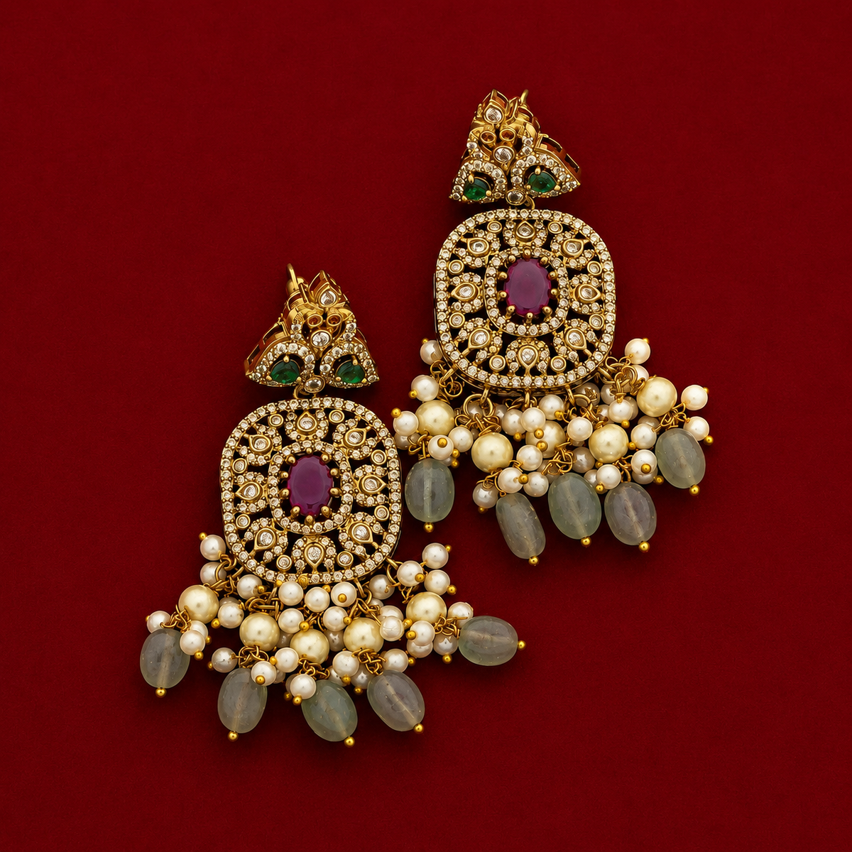 Peacock Ruby Kundan Choker Necklace Set