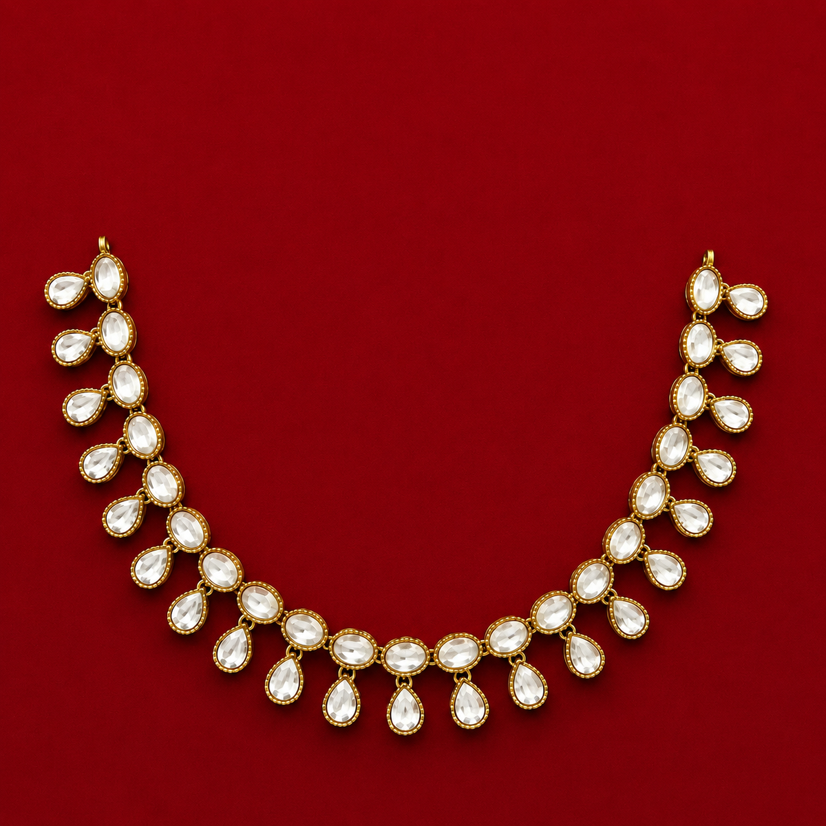 Crystal Kundan Double Layer Necklace Set