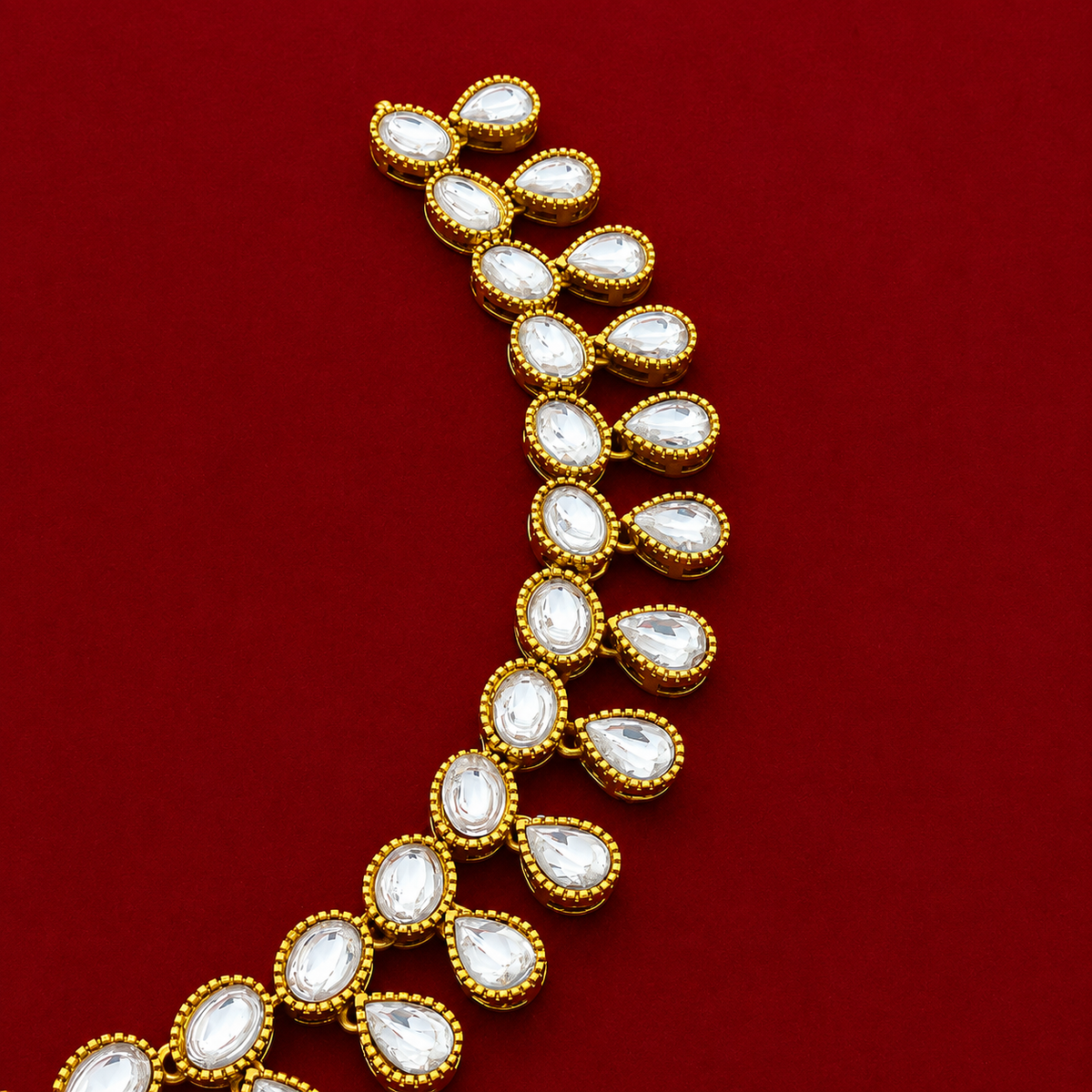 Crystal Kundan Double Layer Necklace Set