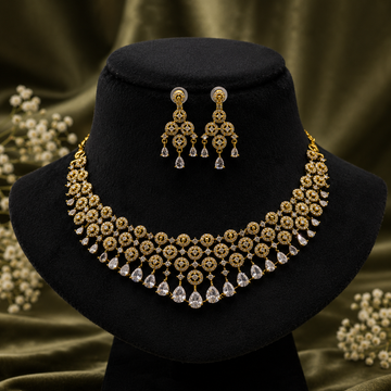 Diamond Floral Layered Necklace Set