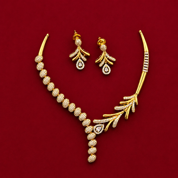 CZ Leaf Drop Necklace Set