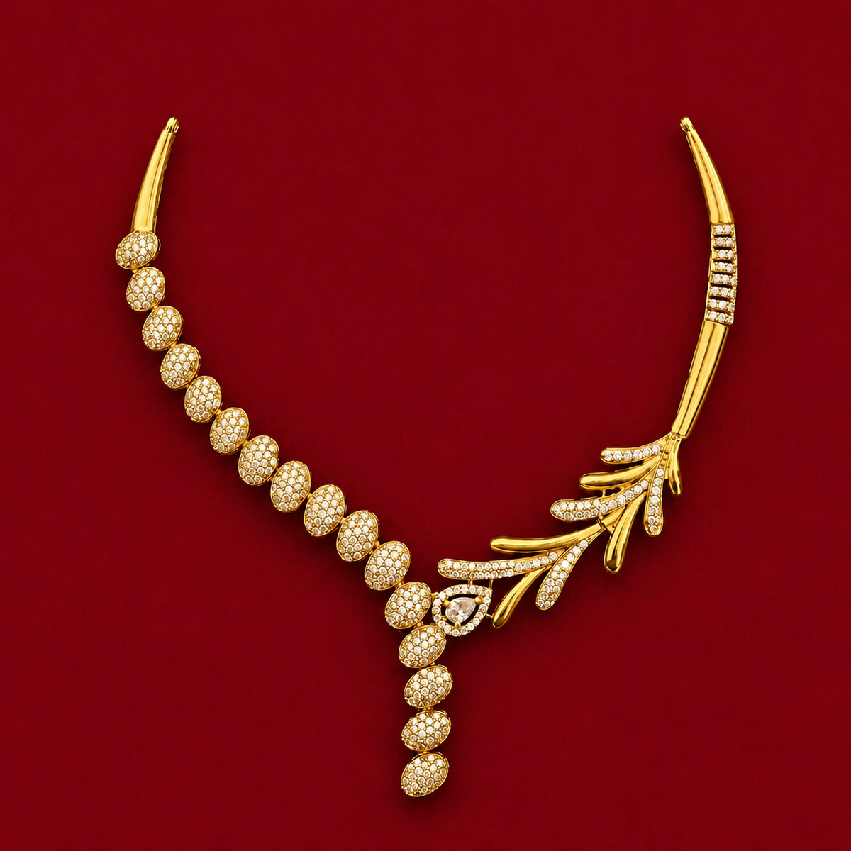 CZ Leaf Drop Necklace Set