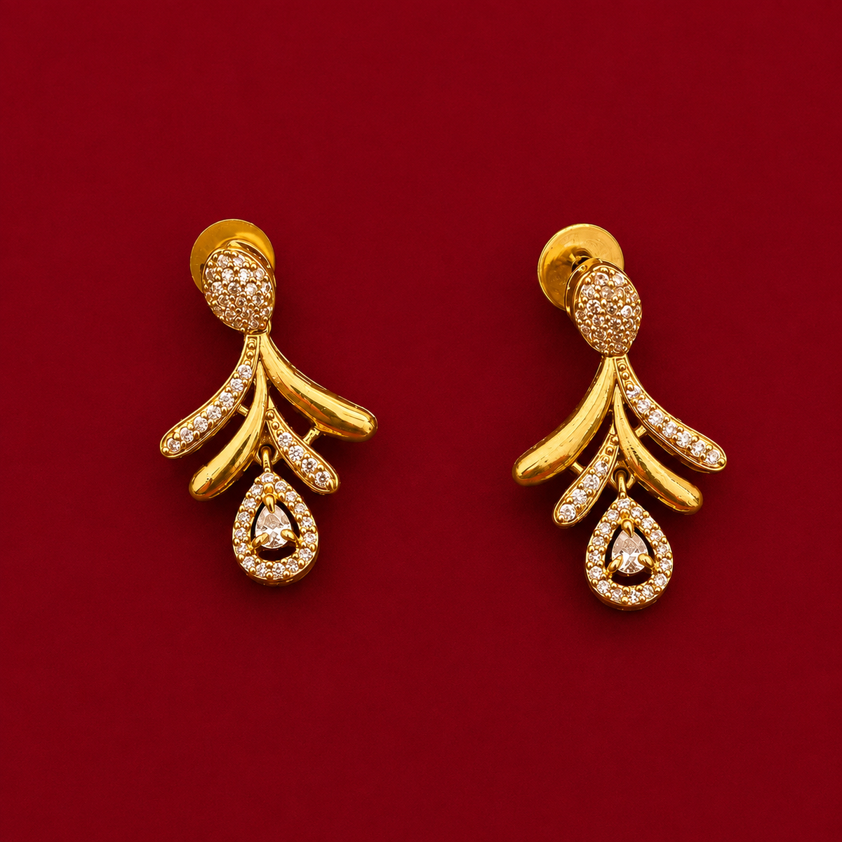 CZ Leaf Drop Necklace Set