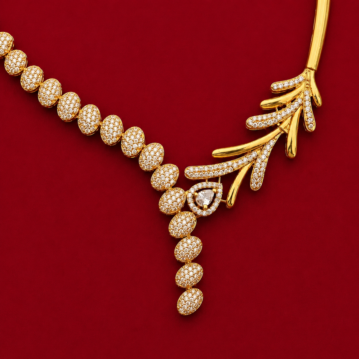 CZ Leaf Drop Necklace Set
