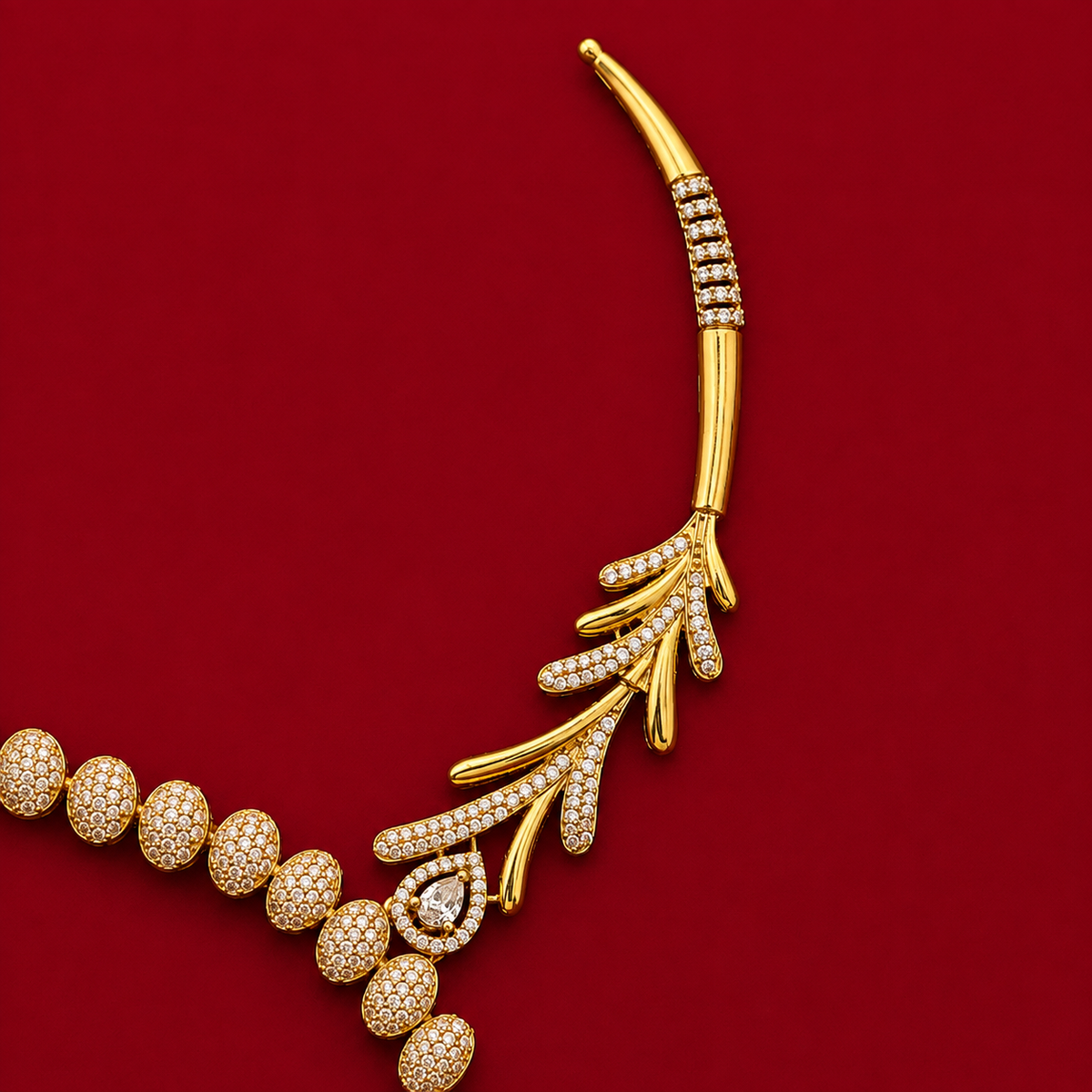 CZ Leaf Drop Necklace Set