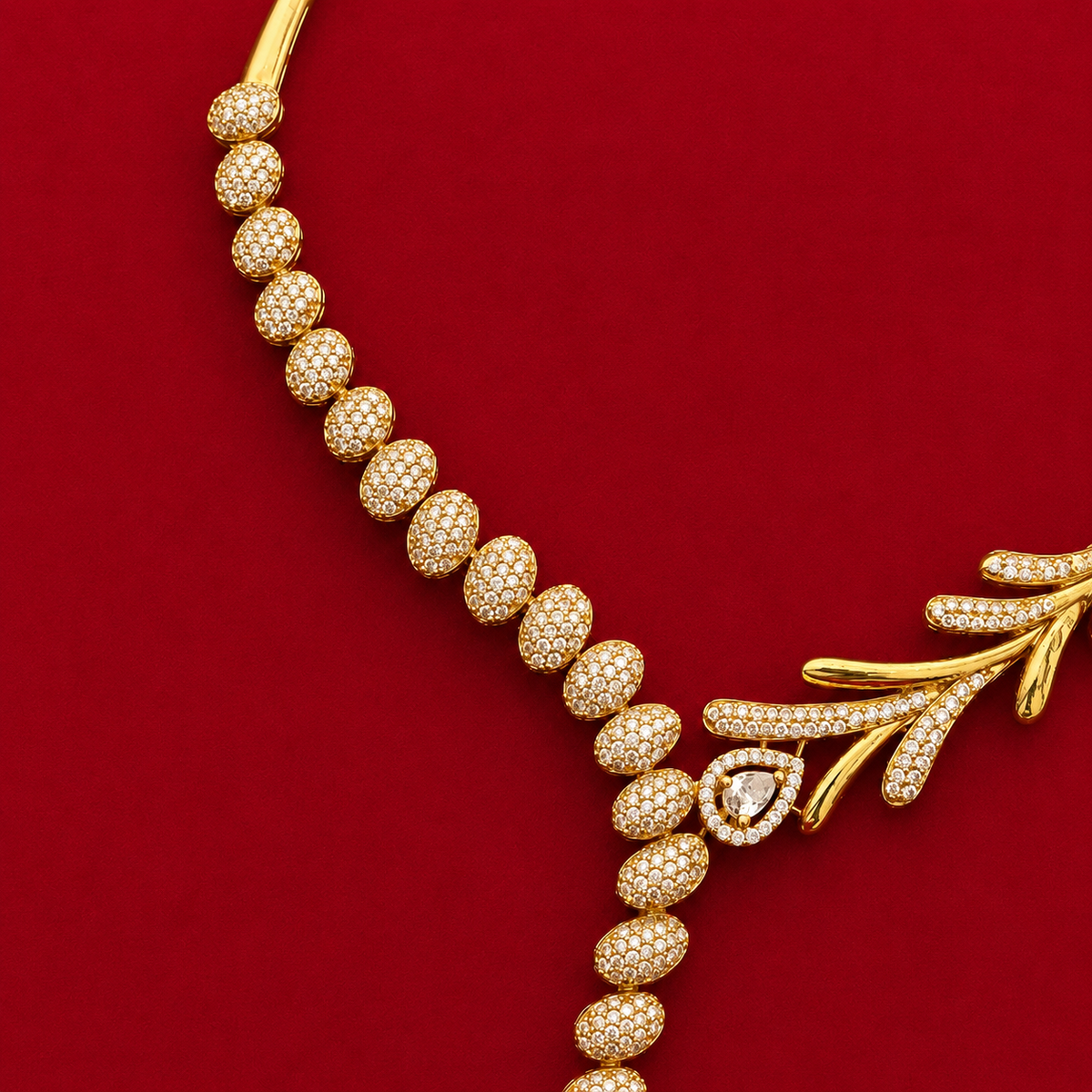 CZ Leaf Drop Necklace Set