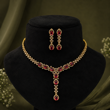 Ruby Teardrop Necklace Set