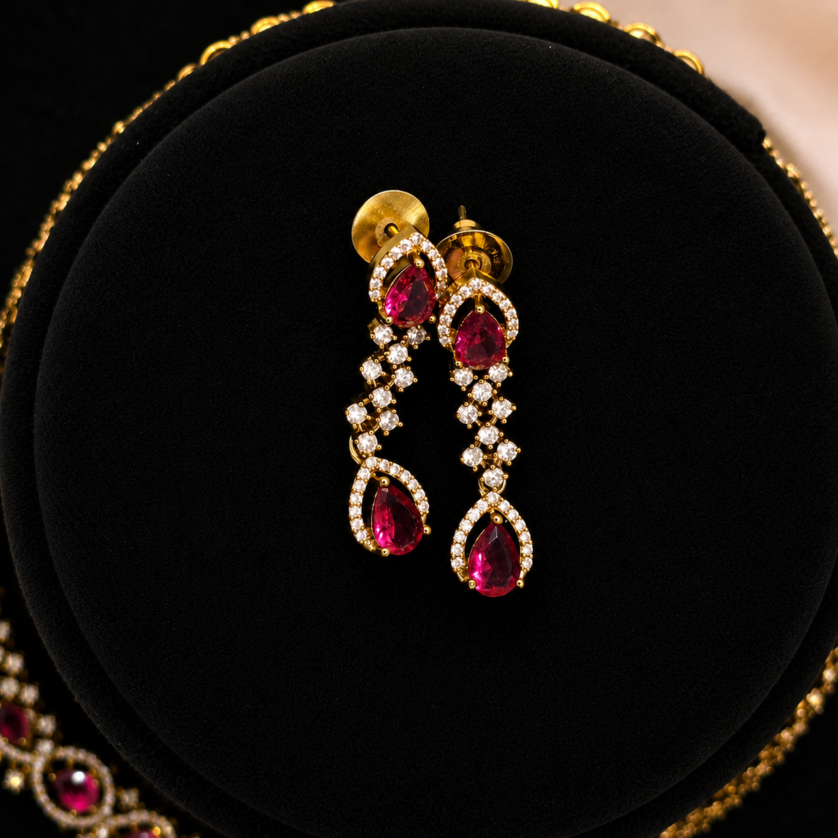 Ruby Teardrop Necklace Set