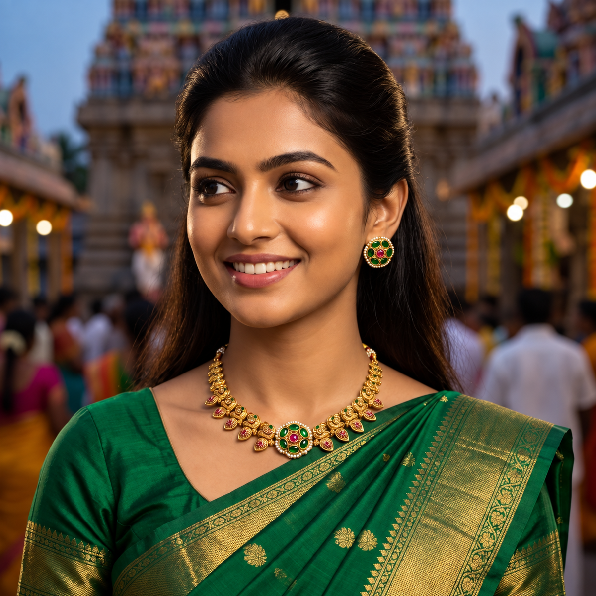 Green Floral Temple Set