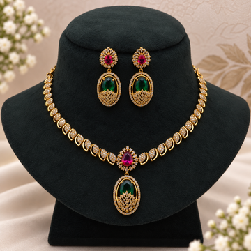 Ruby Emerald Leaf Cascade Set