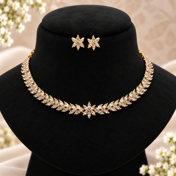 Crystal Leaf Bloom Necklace Set