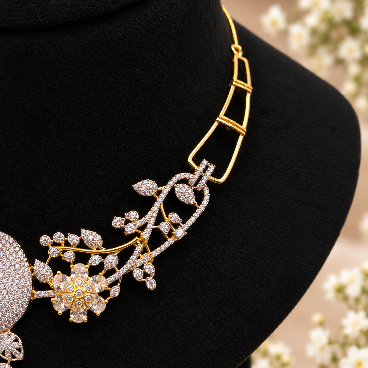 Peacock Floral CZ Necklace Set