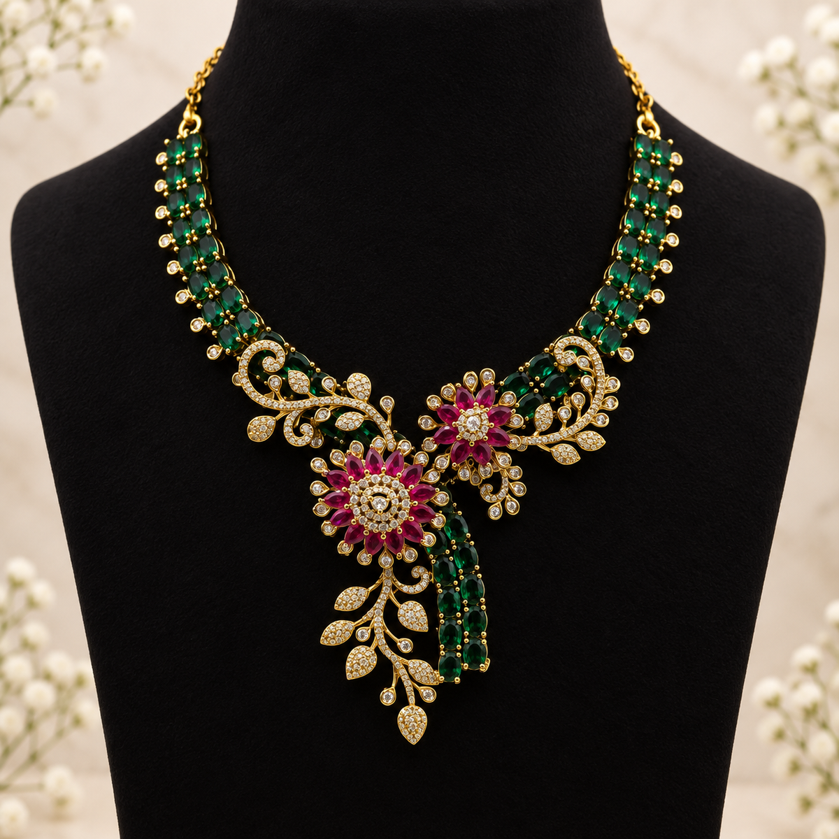 Emerald Ruby Floral Set