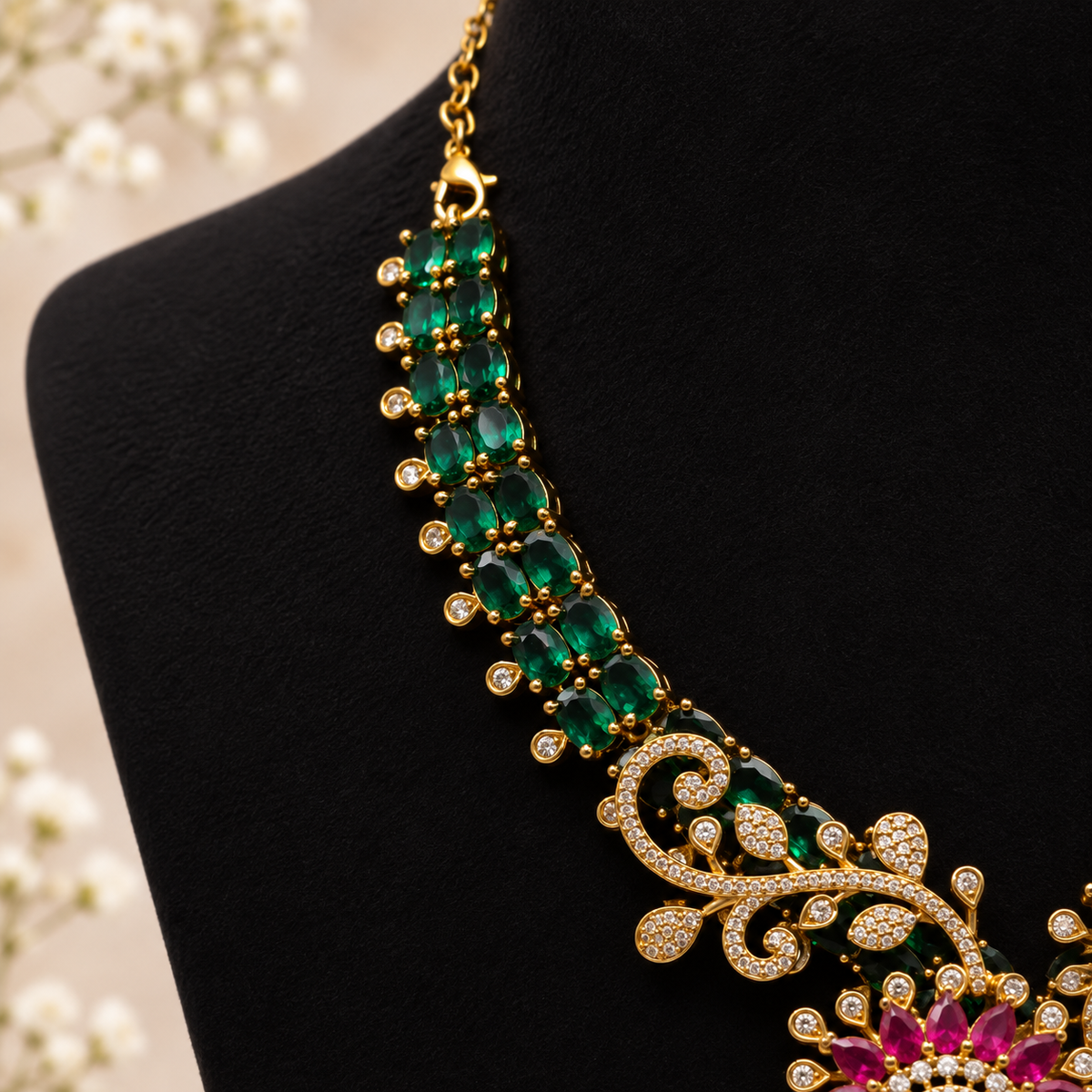Emerald Ruby Floral Set