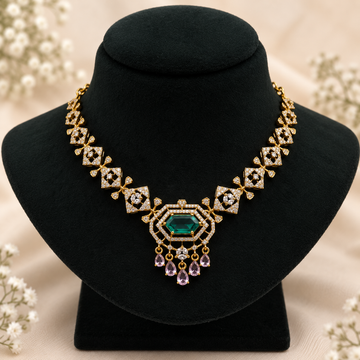 Emerald Geometric Necklace Set