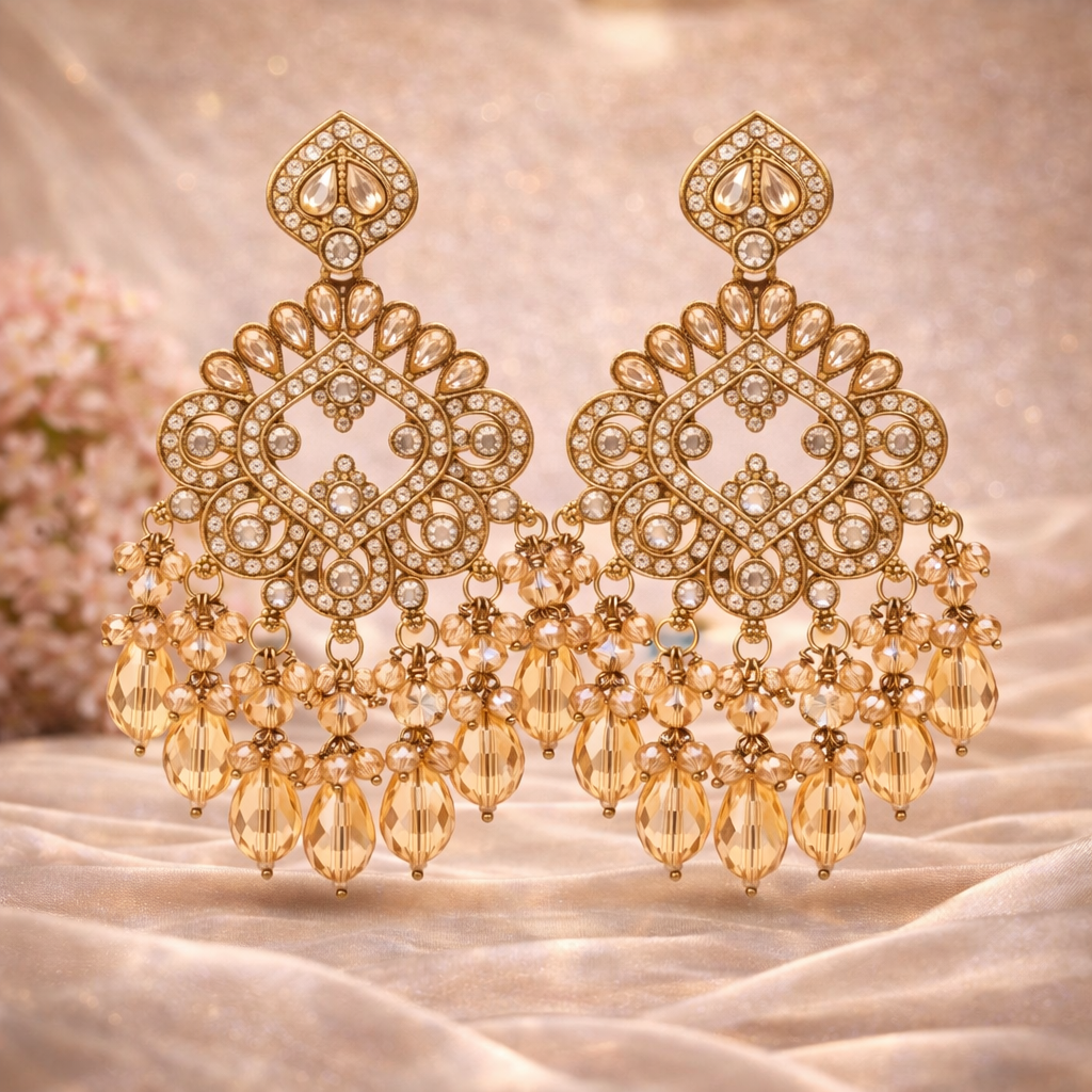 Champagne Crystal Chandelier Earrings