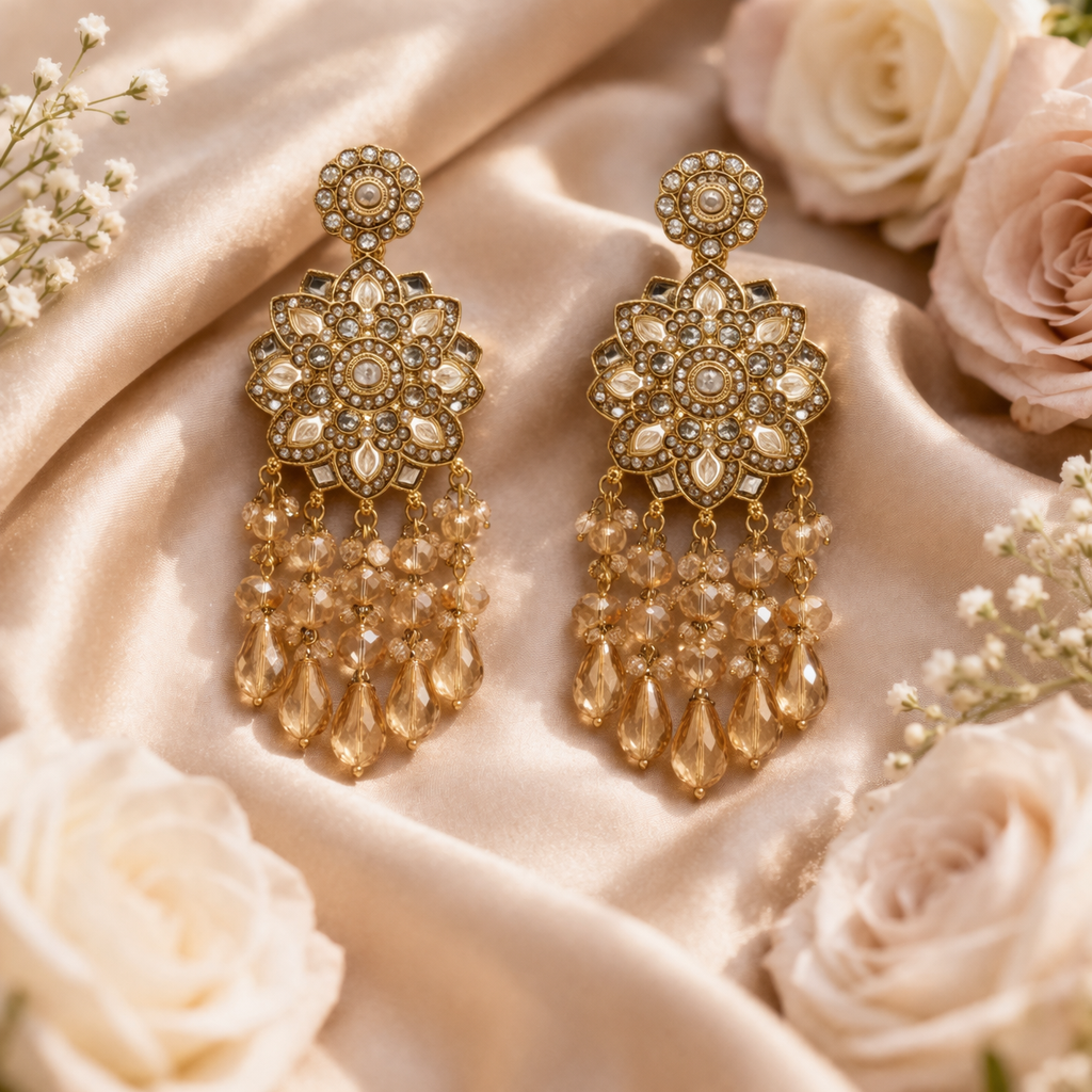 Kundan Floral Statement Earrings