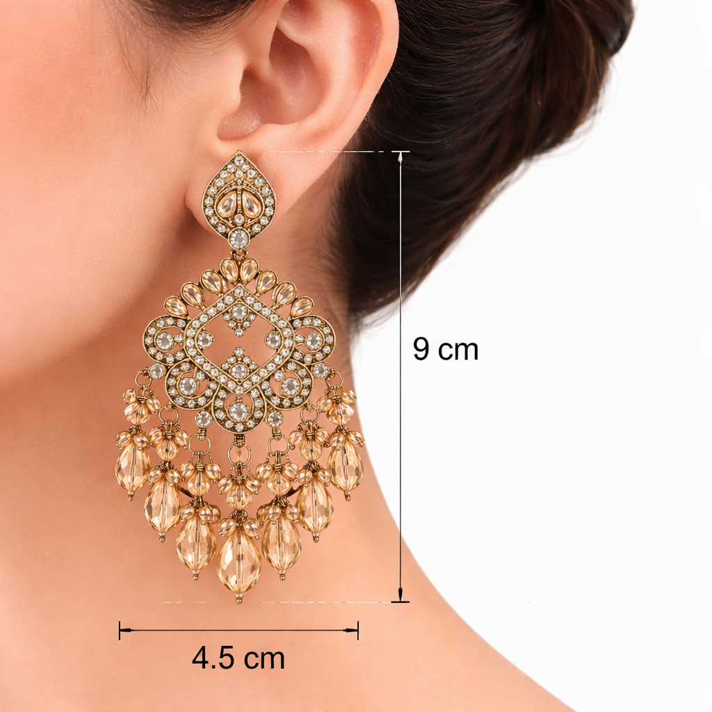 Champagne Crystal Chandelier Earrings