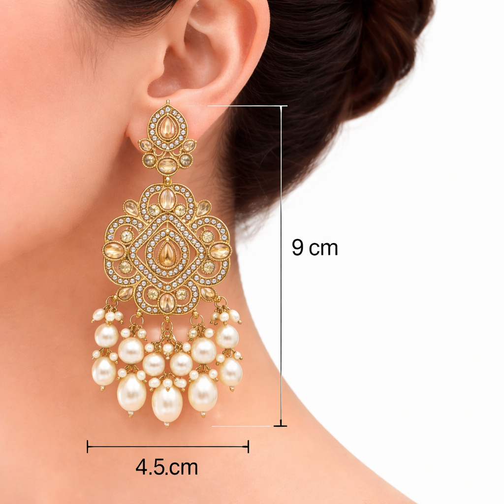 Kundan Pearl Bridal Earrings