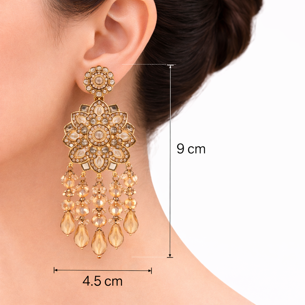 Kundan Floral Statement Earrings