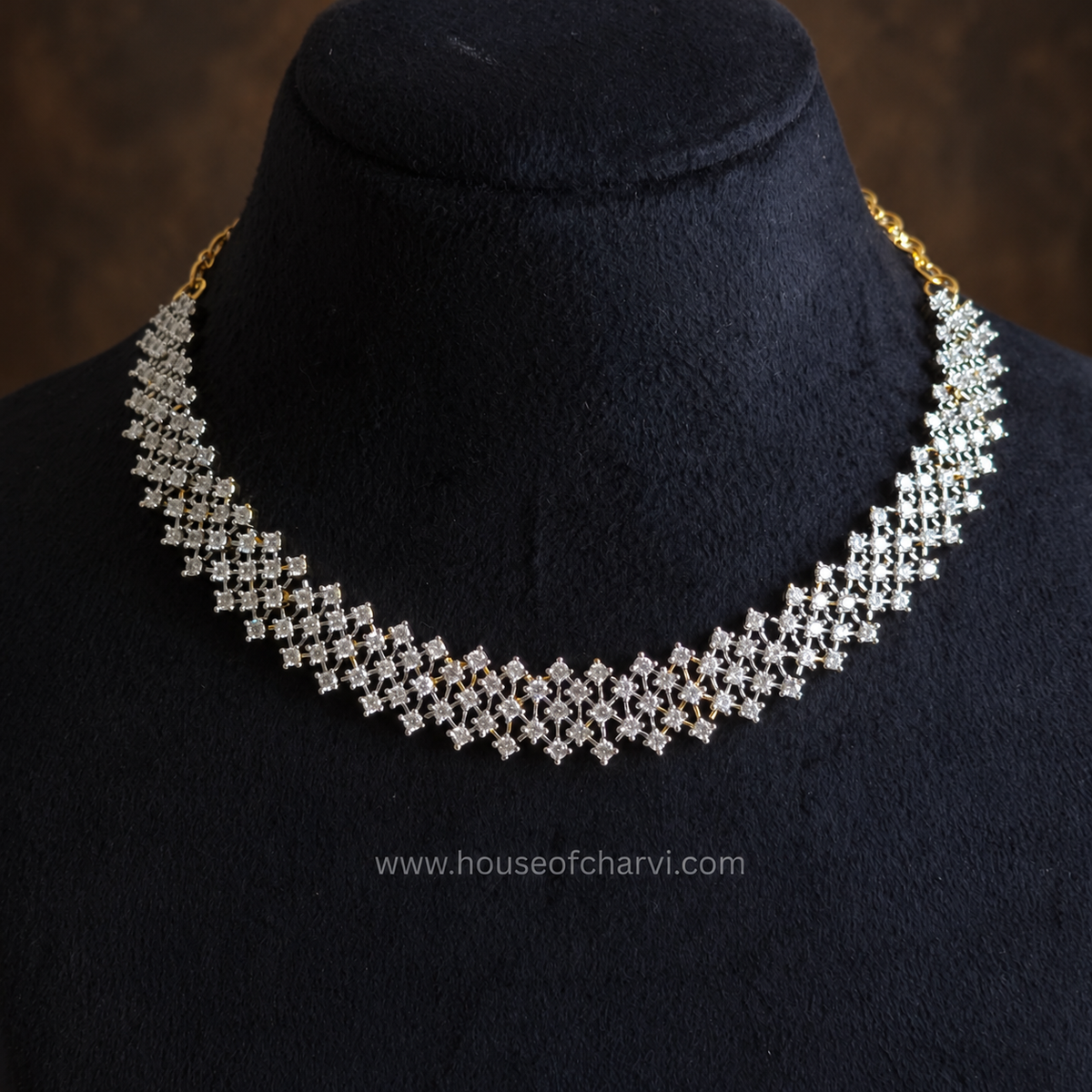 Crystal Lattice CZ Necklace Set
