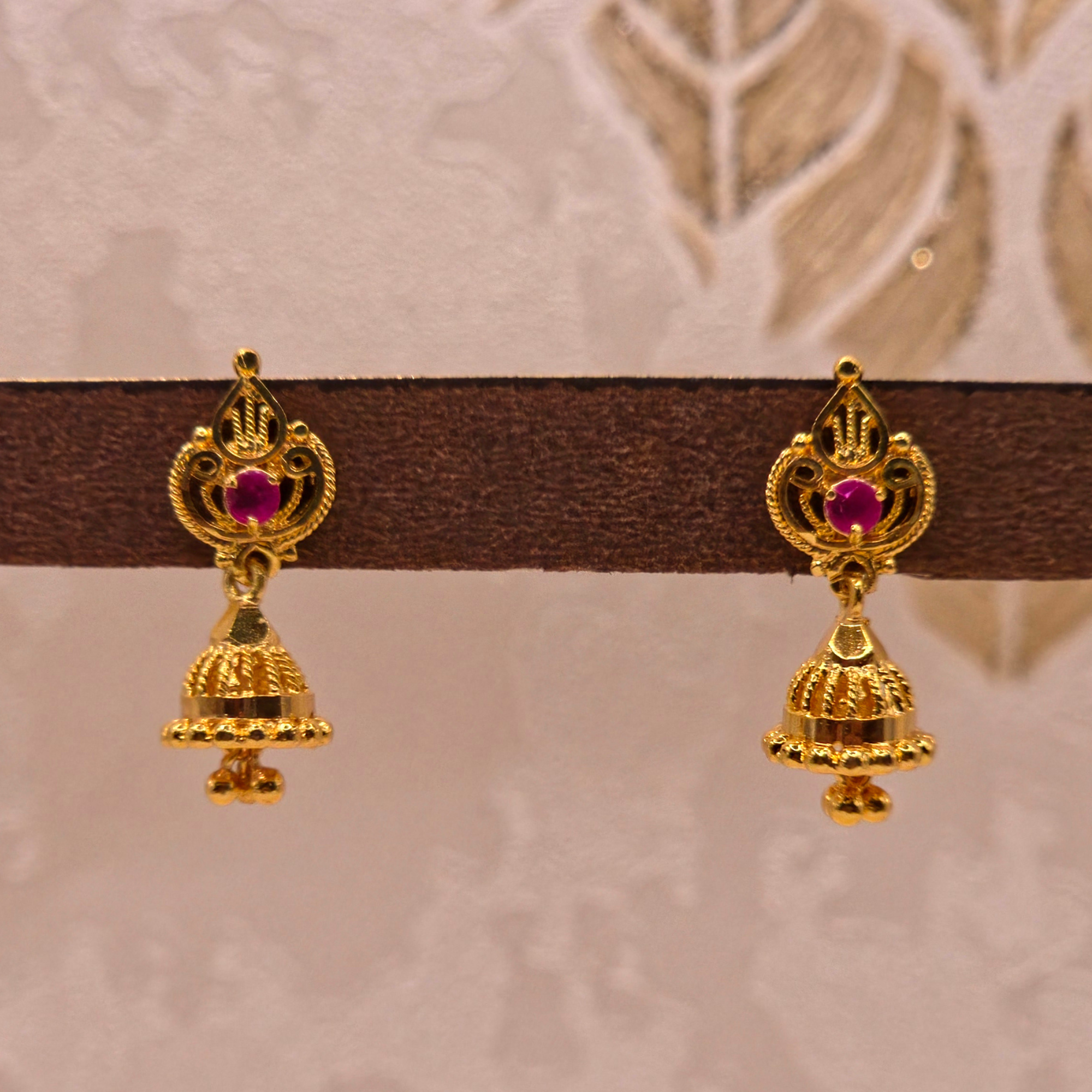 Baby Mini Rope Work Ruby Jhumka
